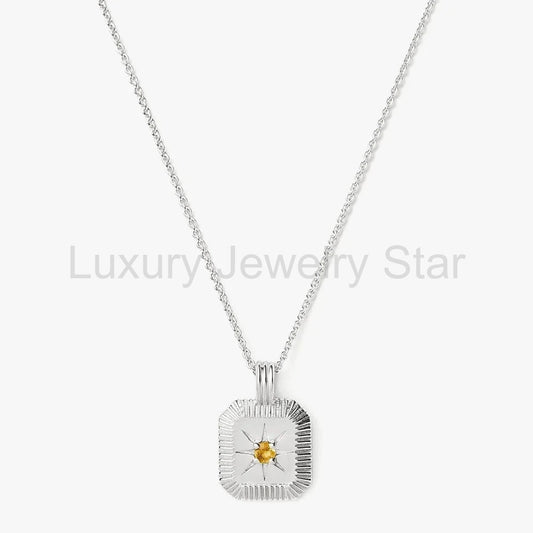 November Birthstone Pendant Necklace | Sterling Silver/Citrine