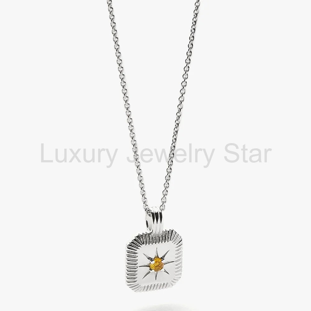 November Birthstone Pendant Necklace | Sterling Silver/Citrine - image 3