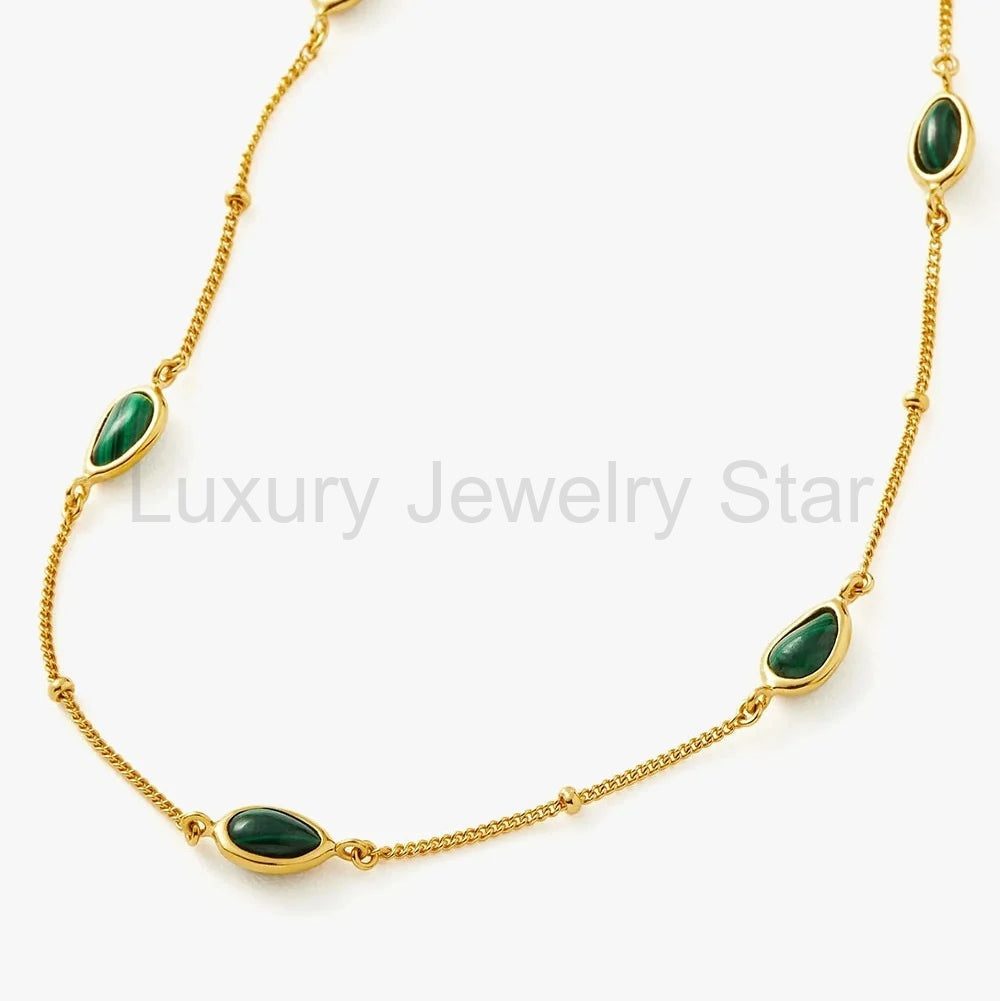 18K Gold Vermeil Magma Gemstone Charm Choker - image 3