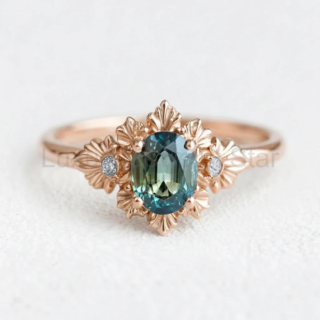 Titania’s Teal | Rare Sapphire Engagement Ring - image 3