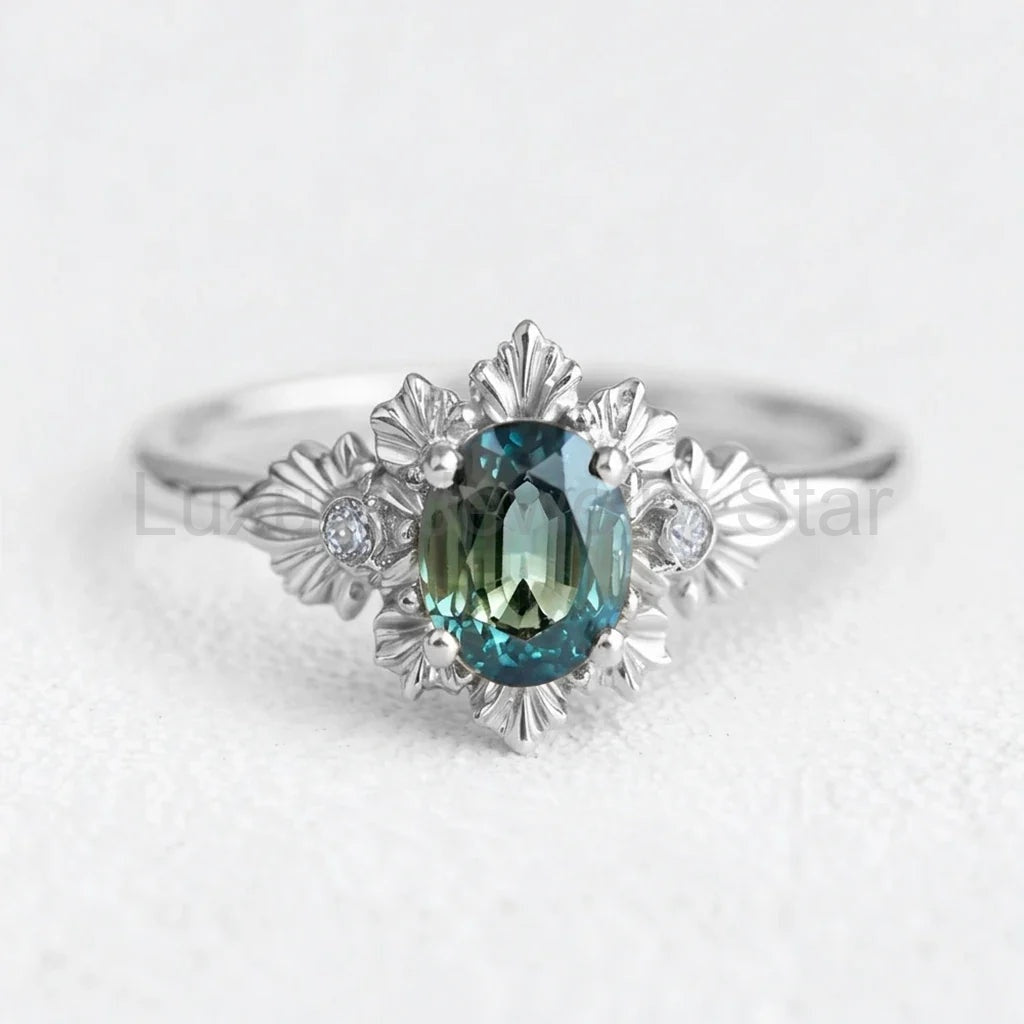 Titania’s Teal | Rare Sapphire Engagement Ring - image 4