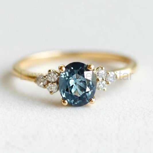 Azure Serenity | Oval Cut Rare Blue Sapphire Solitaire Engagement Ring