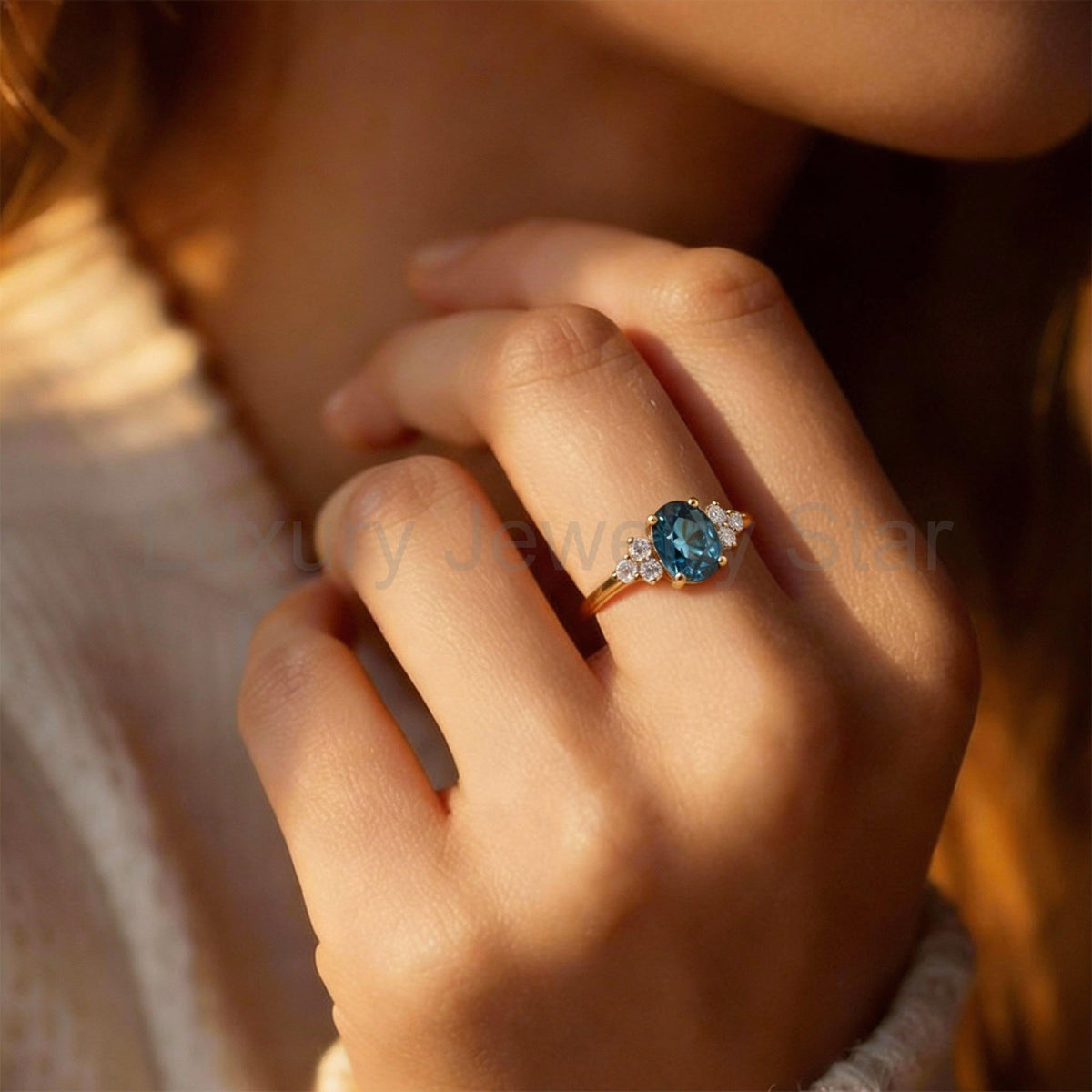 Azure Serenity | Oval Cut Rare Blue Sapphire Solitaire Engagement Ring - image 2