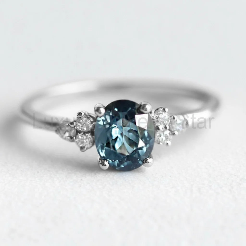 Azure Serenity | Oval Cut Rare Blue Sapphire Solitaire Engagement Ring - image 4