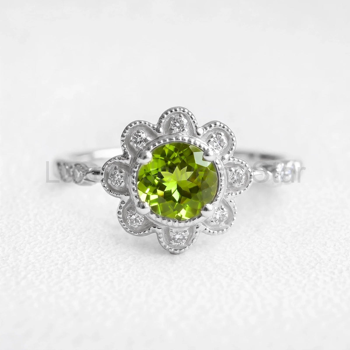 Isadora’s Jardin | Round Green Sapphire Engagement Ring - image 4