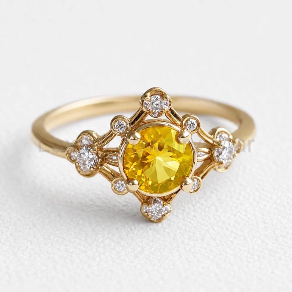 Sophia‘s Sunrise | Oval Cut Natural Yellow Sapphire Engagement Ring