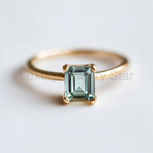 Gaia’s Solace | Emerald Cut Green Tourmaline Solitaire Engagement Ring