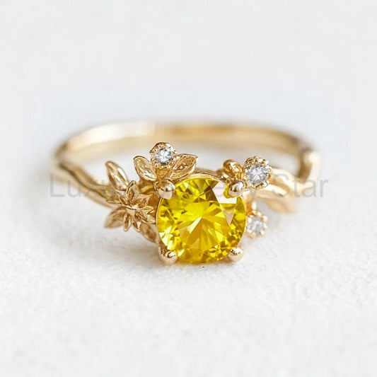 Marguerite’s Sunbeam | Yellow Sapphire Vine Engagement Ring