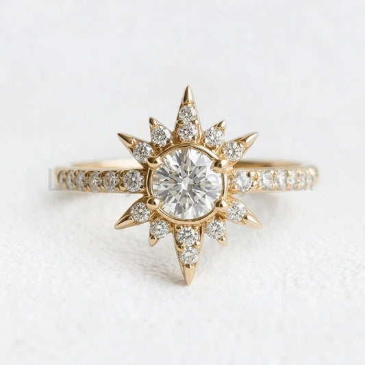Astra’s Radiance | 1CT Round Diamond Halo Engagement Ring