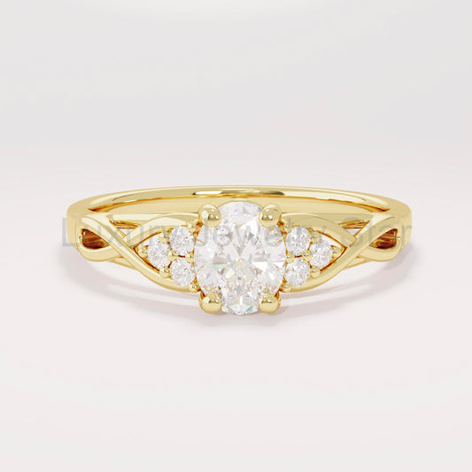 Women’s 14k Gold Vintage Braided Engagement Ring | Dainty Oval Natural Diamond Solitaire - image 2