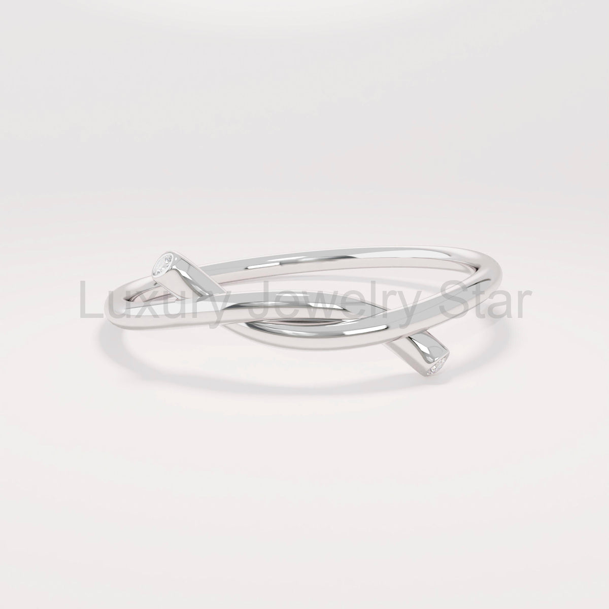 14k Solid Gold Diamond Knot Ring for Women | Tiny Diamond Love Knot Band | Infinity - image 4