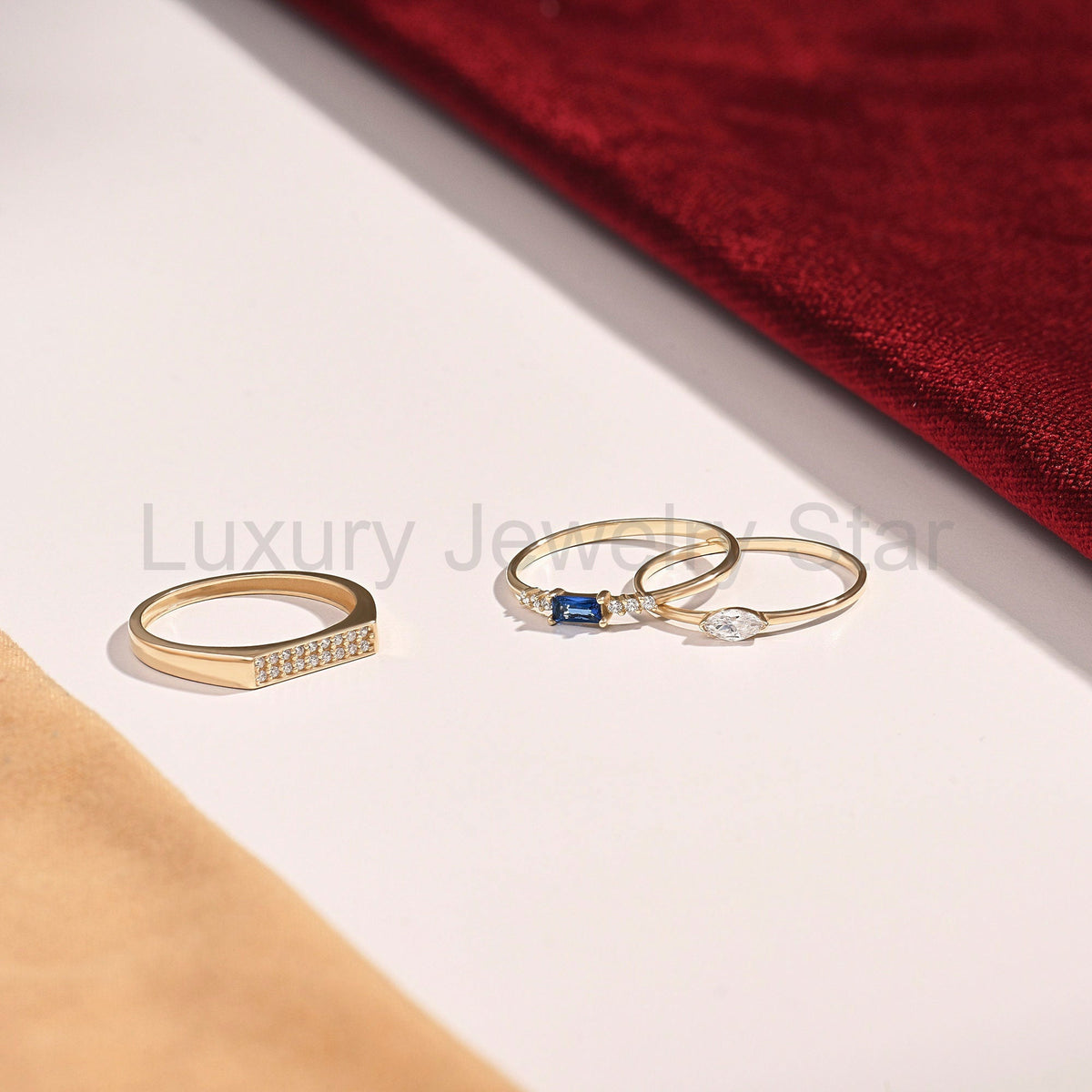 Dainty Blue Baguette Sapphire Ring – 14k Solid Gold | Minimalist Engagement Piece - image 9