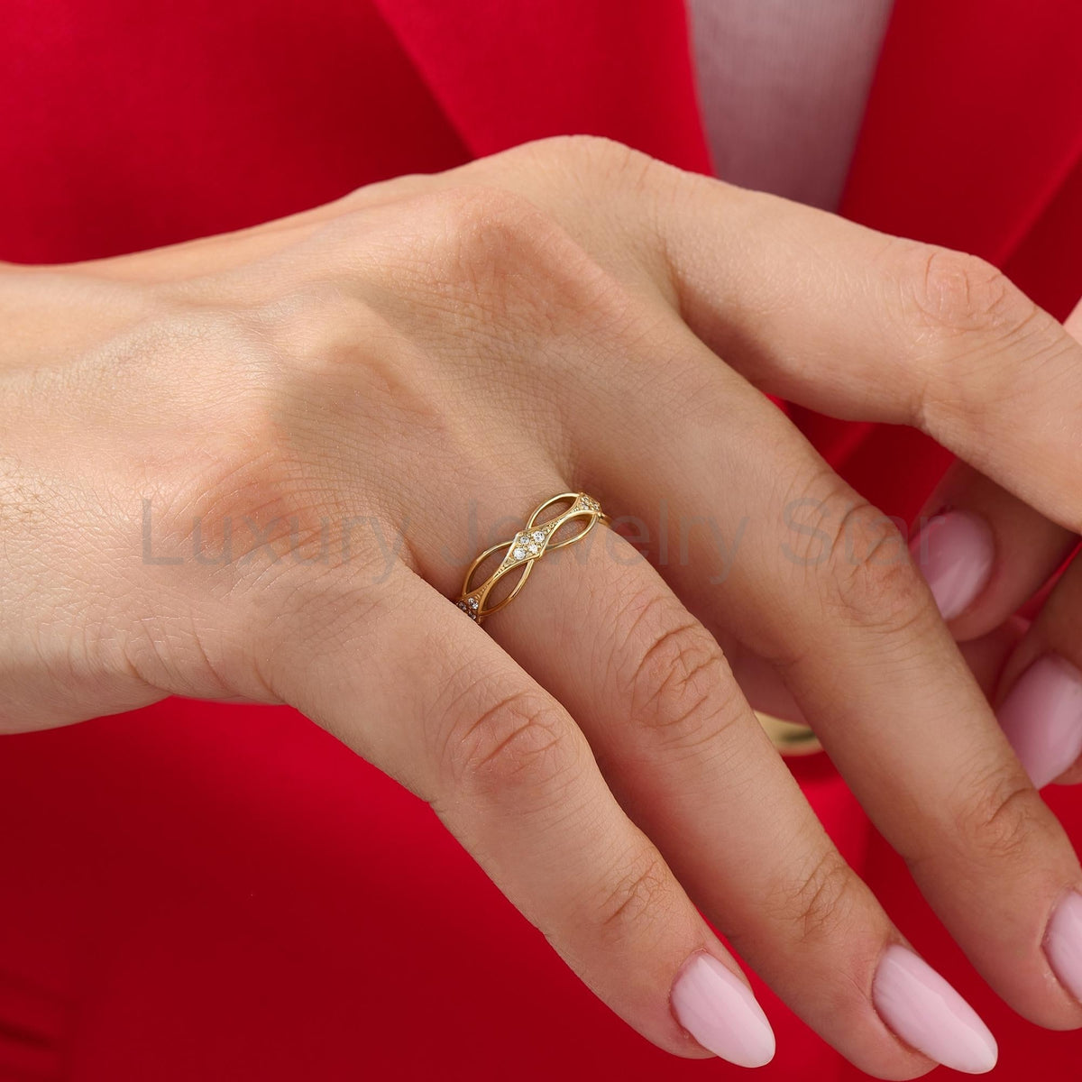 14k Gold Dainty Celtic Ring | Diamond Irish Knot Wedding Band | Vintage Viking-Inspired - image 3