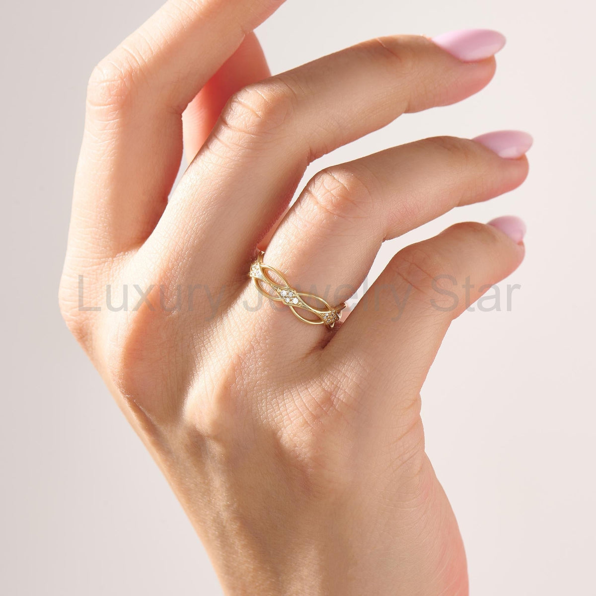 14k Gold Dainty Celtic Ring | Diamond Irish Knot Wedding Band | Vintage Viking-Inspired - image 4