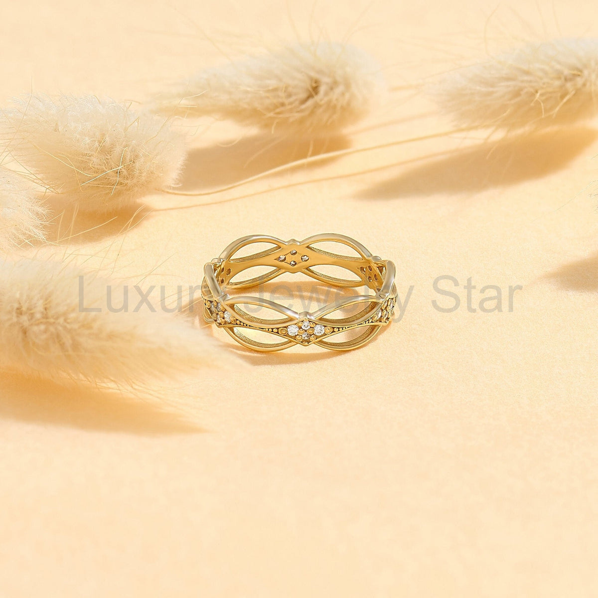 14k Gold Dainty Celtic Ring | Diamond Irish Knot Wedding Band | Vintage Viking-Inspired - image 7
