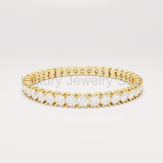 14k Solid Gold Diamond Eternity Band | Skinny Pave Wedding Ring | Dainty Stacking Bridal - image 2