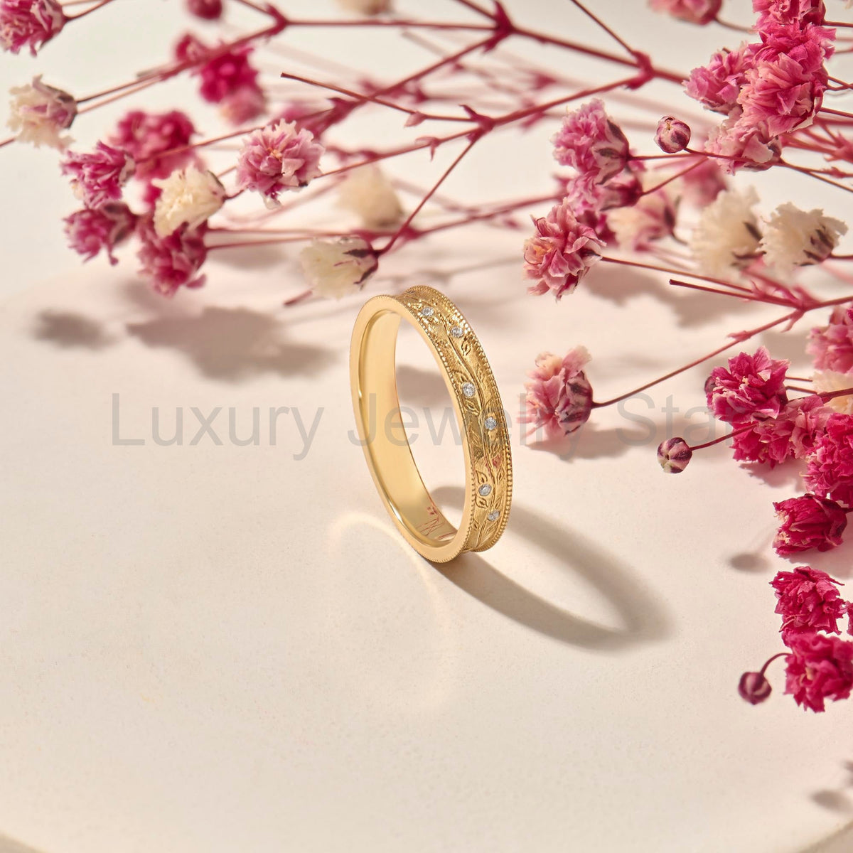 Diamond Leaf 14k Solid Gold Ring – Dainty Floral Wedding Band | Minimalist Nature-Inspired - image 3