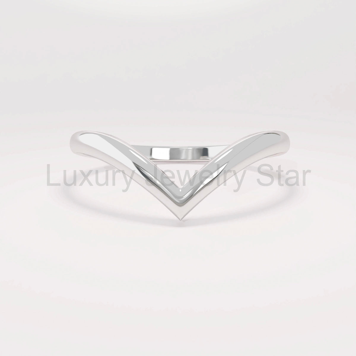 14k Gold Wishbone Chevron Ring – Curved Wedding Band | Stackable Thin Contour Ring for - image 8