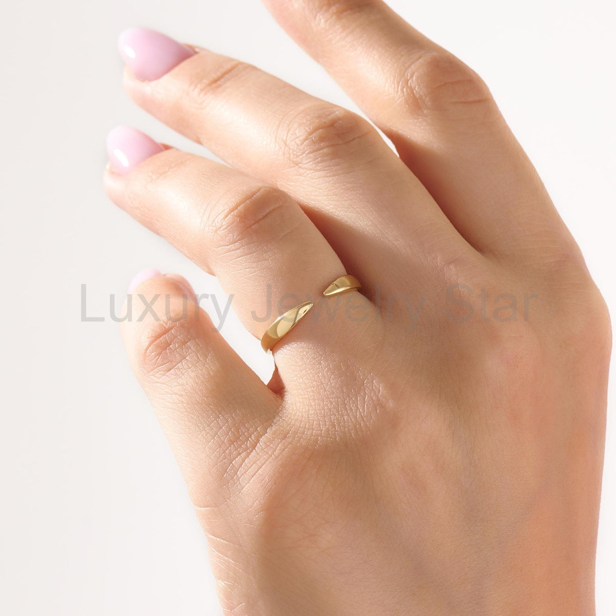 Open Claw Ring 14K Gold – Women’s Dainty Wrap Stacking Enhancer Band - image 6