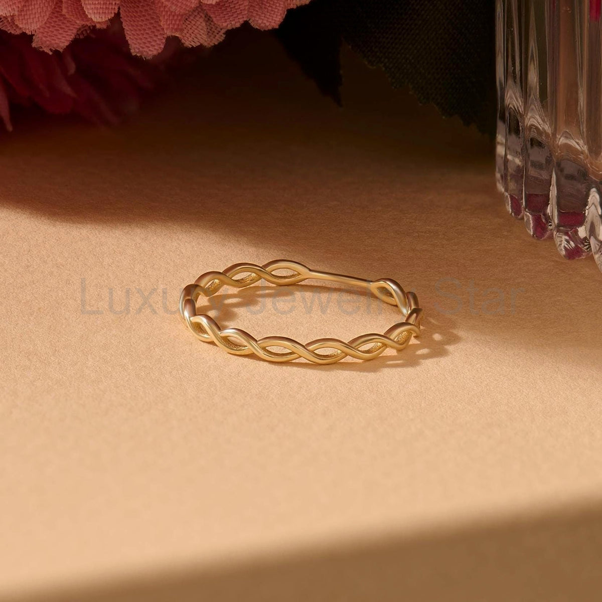 Minimalist Twist Ring 14K Gold – Women’s Dainty All-Finger Stacking Band - image 8