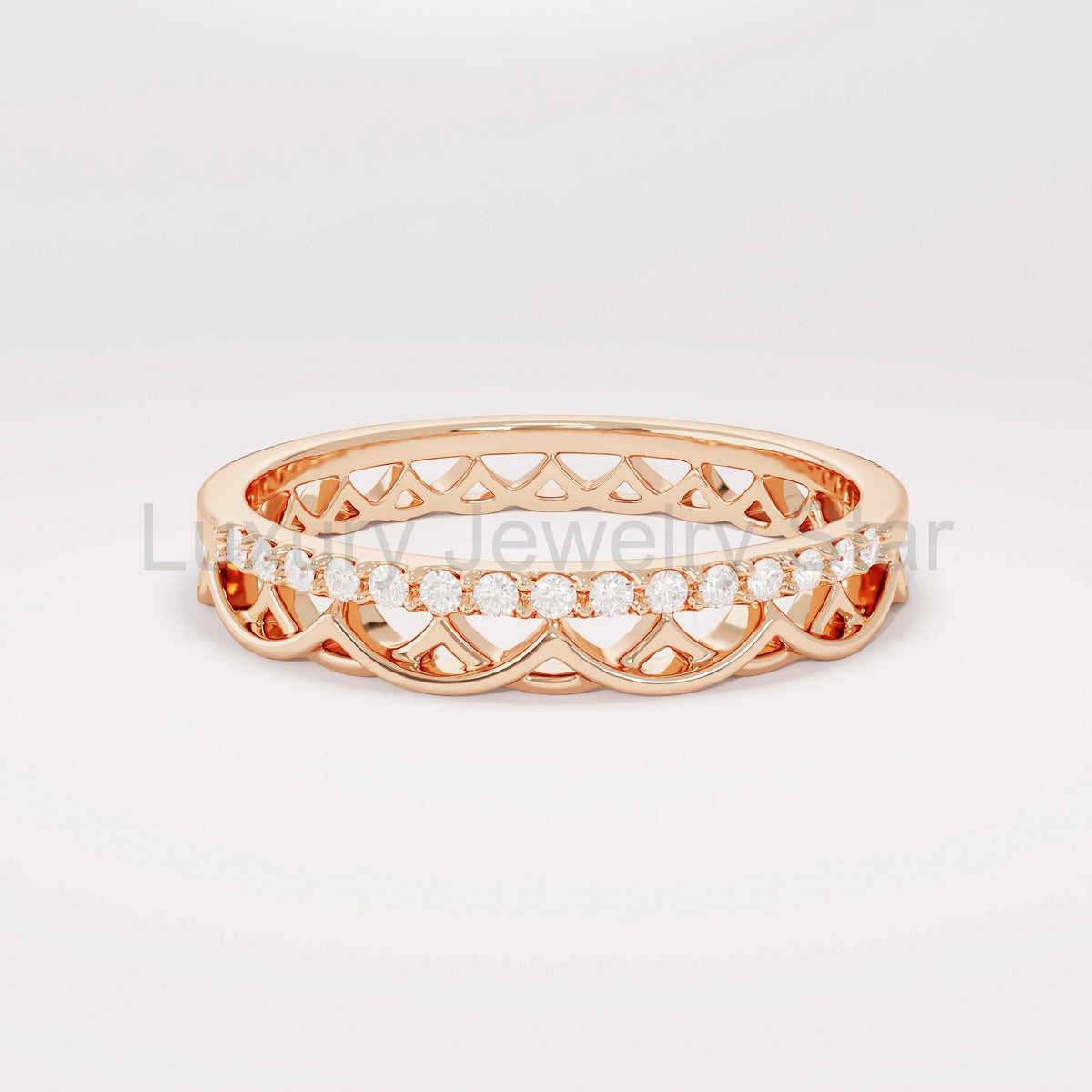 Bridal Celtic Ring: 14K Gold Pave Diamond Knot Band – Unique Wedding Jewelry - image 6