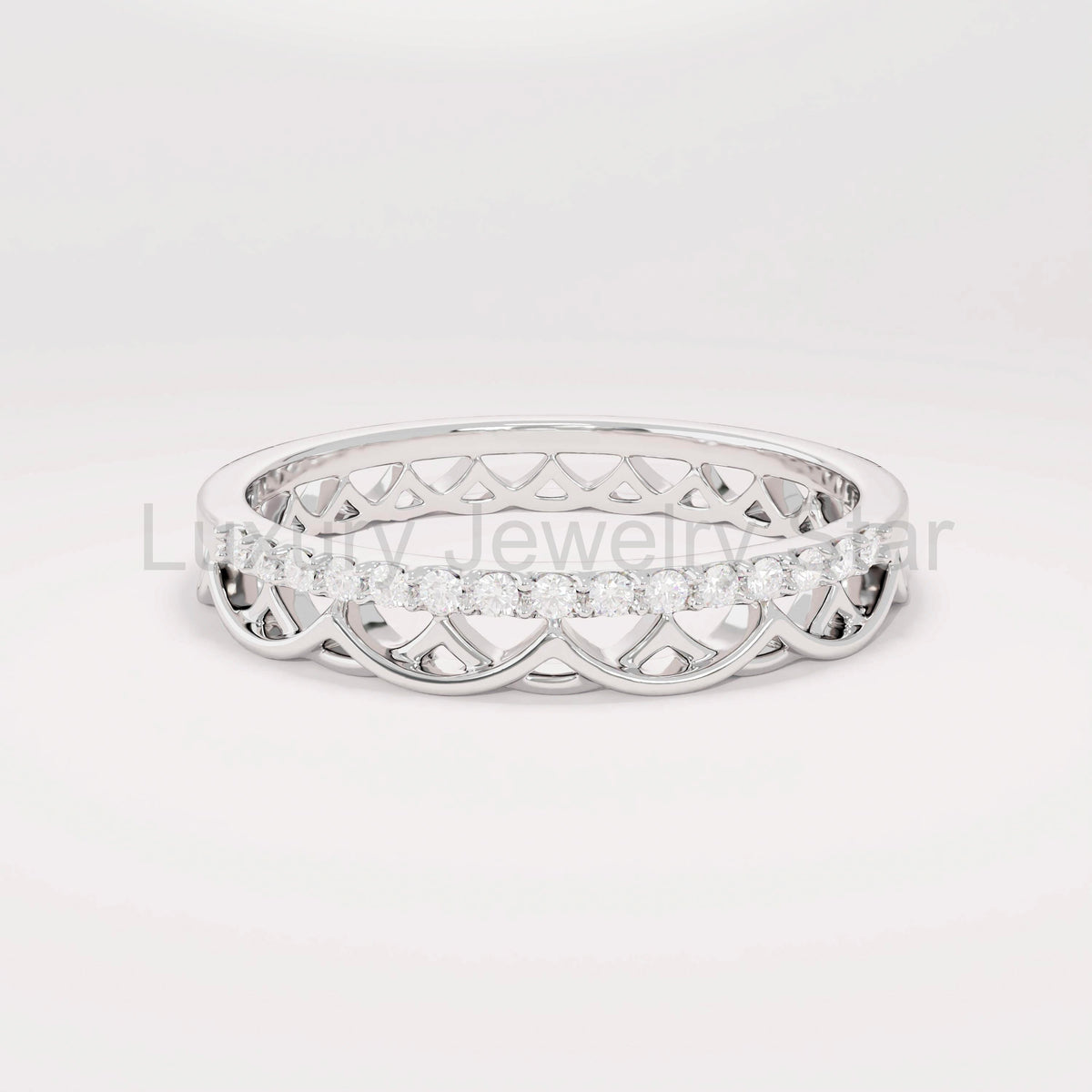Bridal Celtic Ring: 14K Gold Pave Diamond Knot Band – Unique Wedding Jewelry - image 7