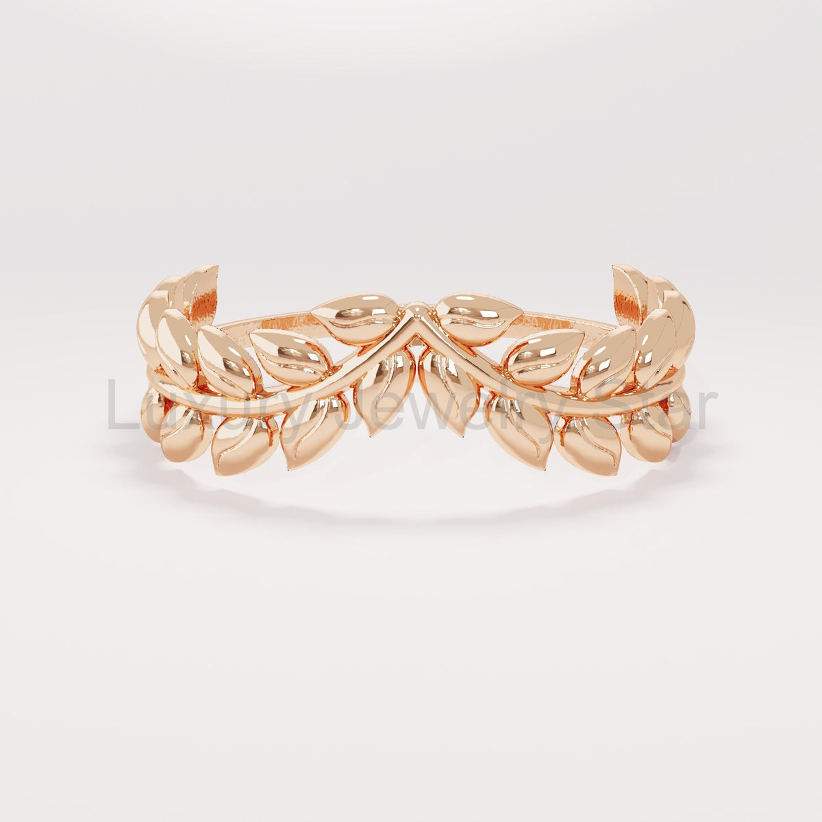 14K Solid Gold Olive Branch Ring – Dainty Leaf Vine Stackable Wedding Band - image 6