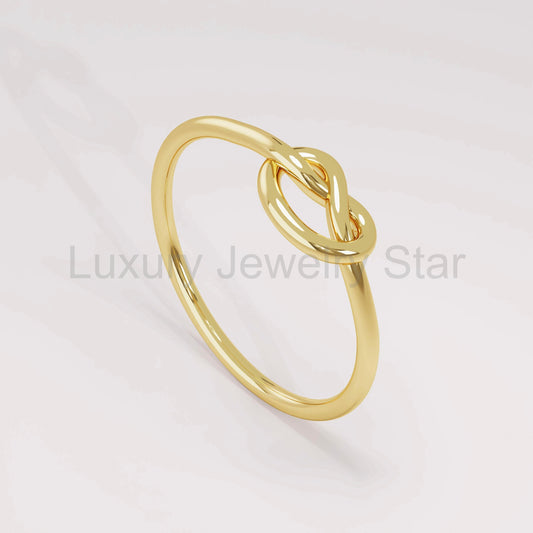 Thin Love Knot Ring 14K Gold – Women’s Eternity Friendship Promise Ring - image 2