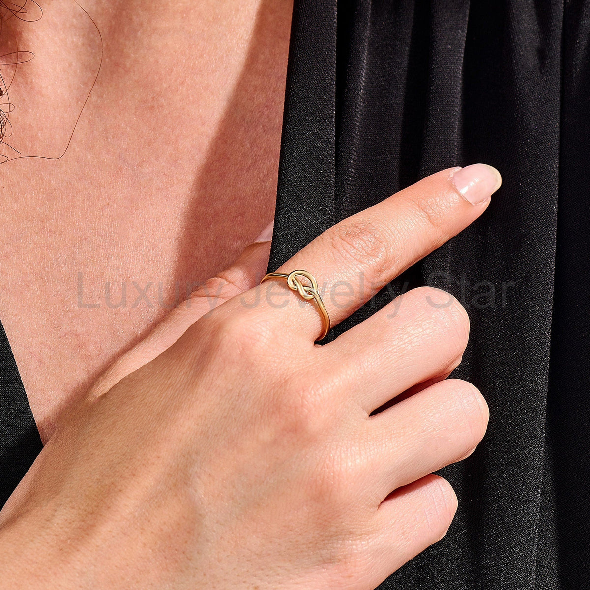 Thin Love Knot Ring 14K Gold – Women’s Eternity Friendship Promise Ring - image 7