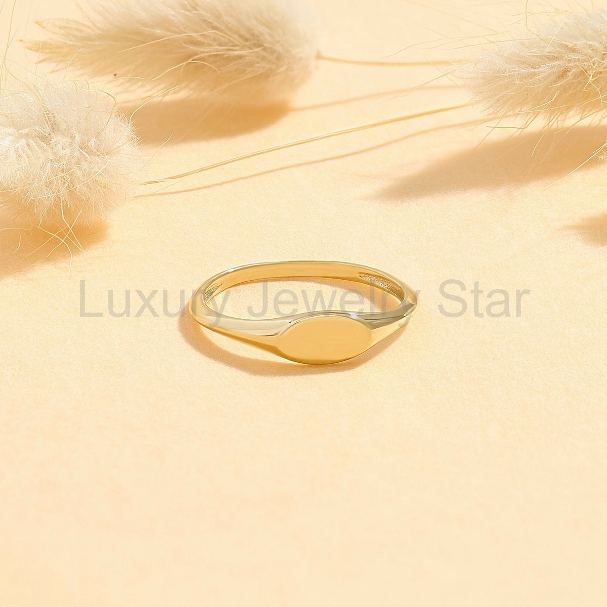 14K Solid Gold Oval Signet Ring – Personalized Engravable Monogram Band - image 6