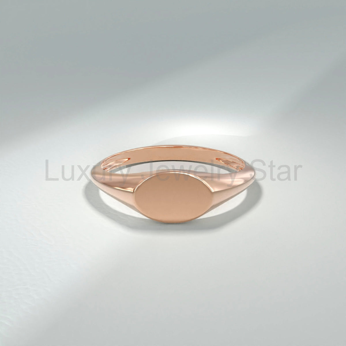 14K Solid Gold Oval Signet Ring – Personalized Engravable Monogram Band - image 8