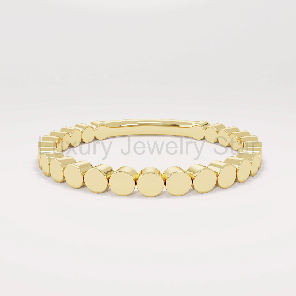 14K Solid Gold Stacking Bead Ring – Minimalist Delicate Gold Bead Band