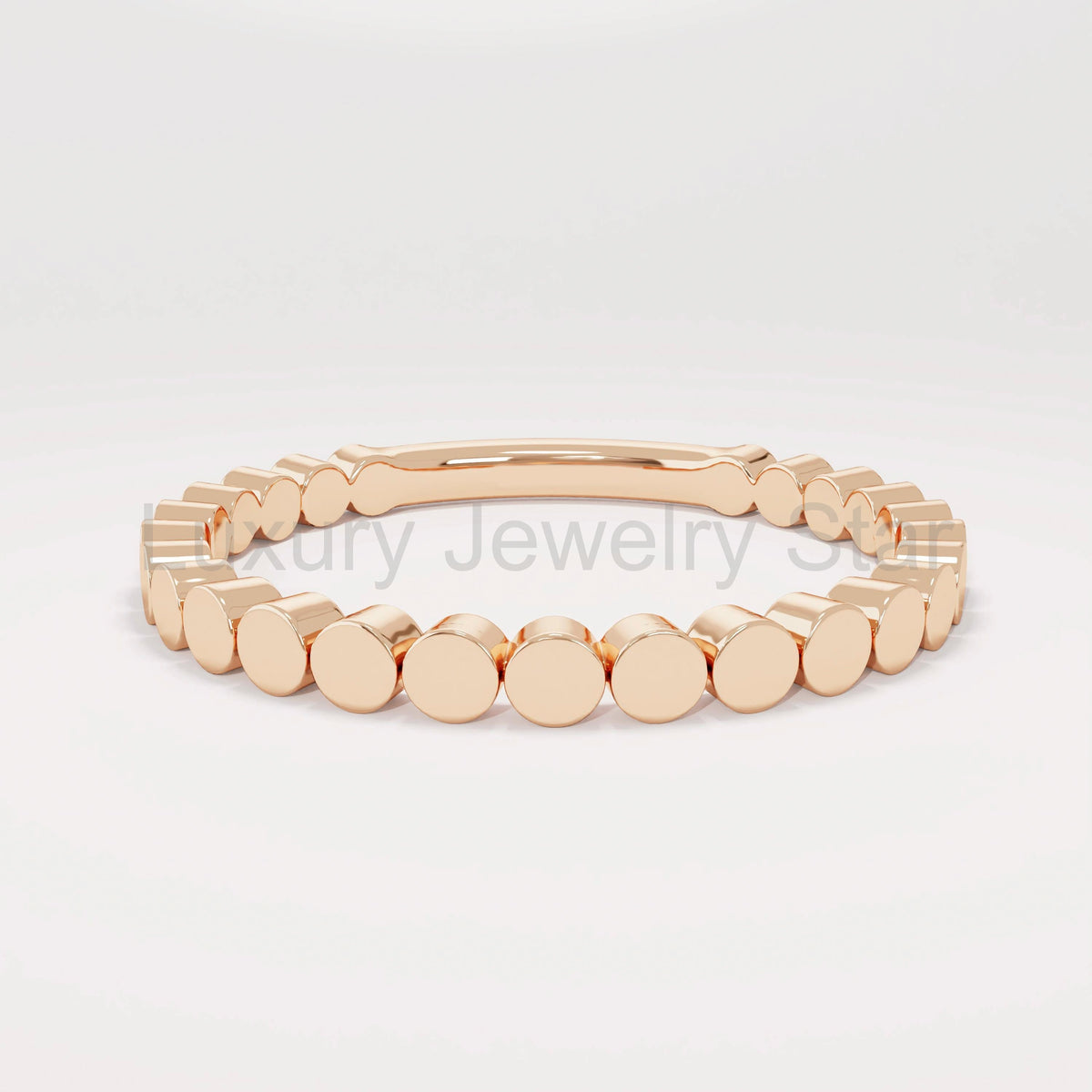 14K Solid Gold Stacking Bead Ring – Minimalist Delicate Gold Bead Band - image 2