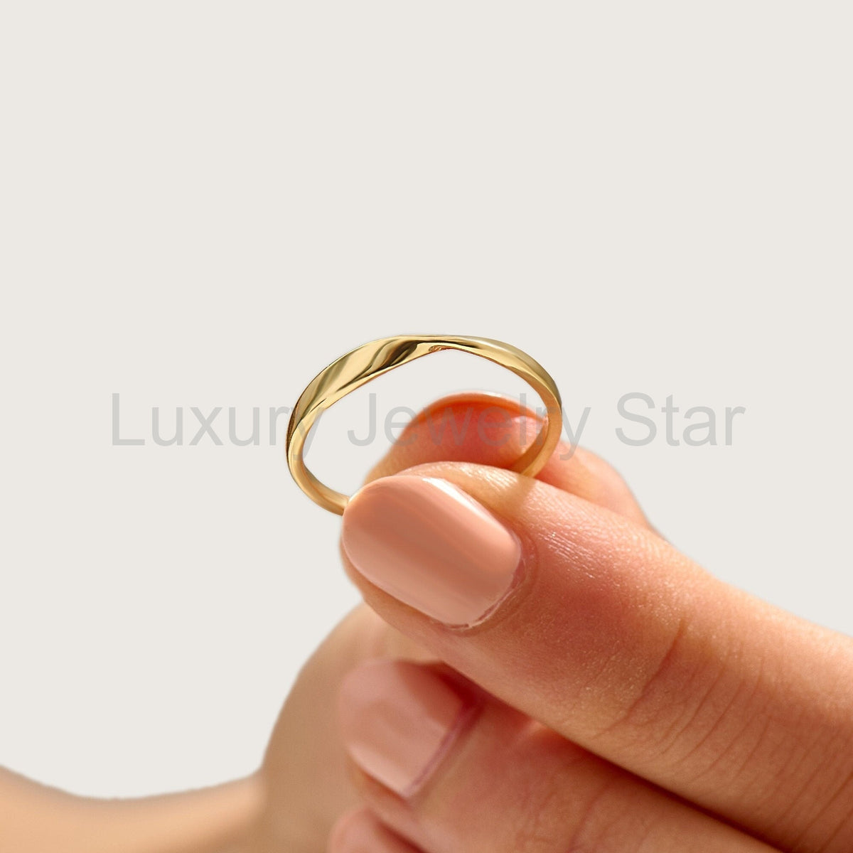 Solid Gold Twisted Wedding Band 14k Real Gold Plain Simple Band Ring for Women Anniversary - image 3