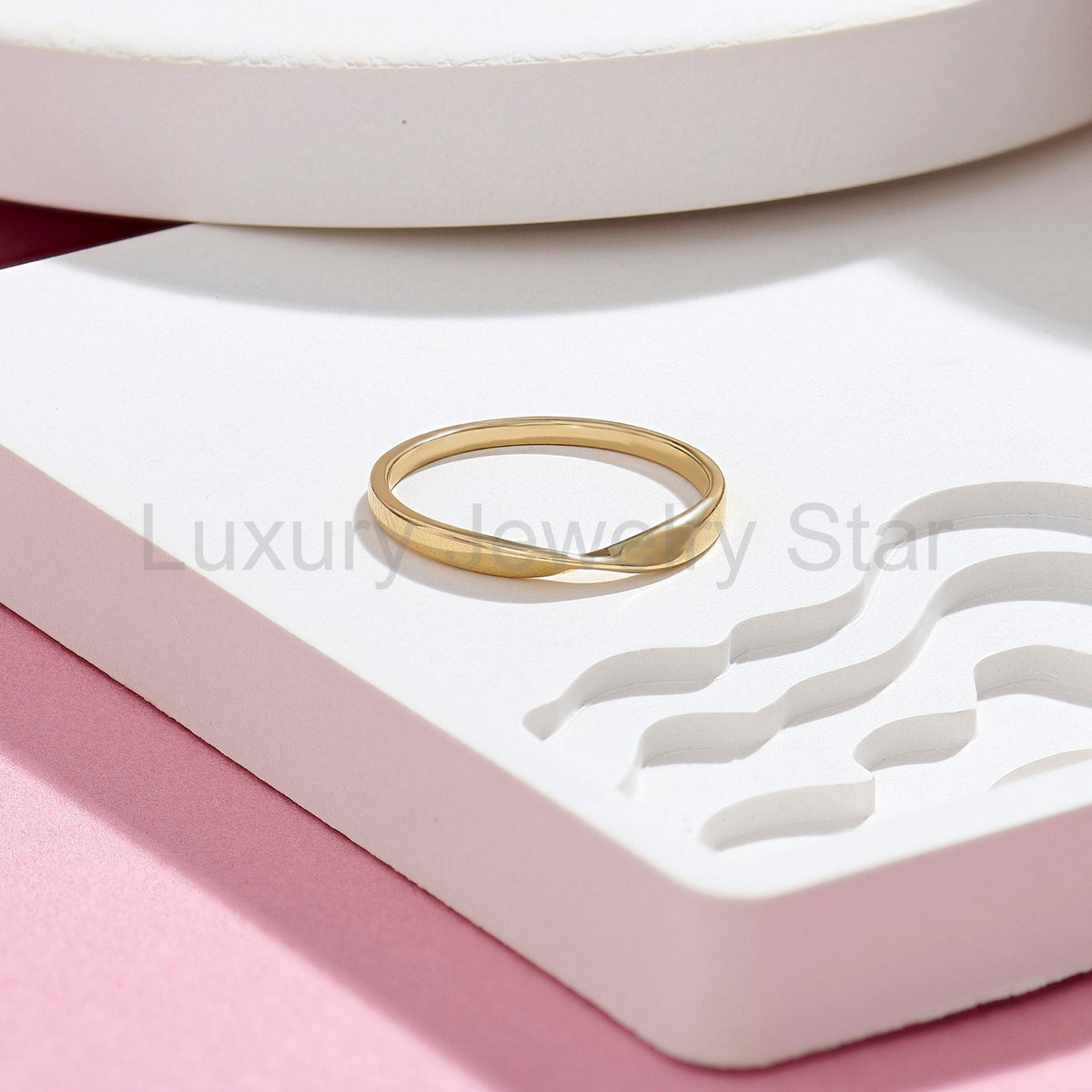Solid Gold Twisted Wedding Band 14k Real Gold Plain Simple Band Ring for Women Anniversary - image 4