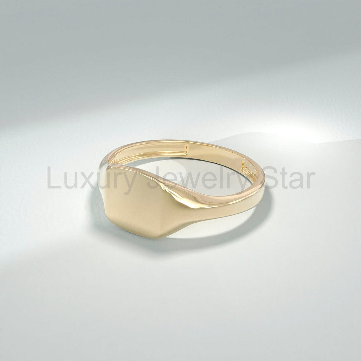 Custom Engraved Signet Ring 14k Gold – Square Unisex Initial Band, Geometric Finger Jewelry