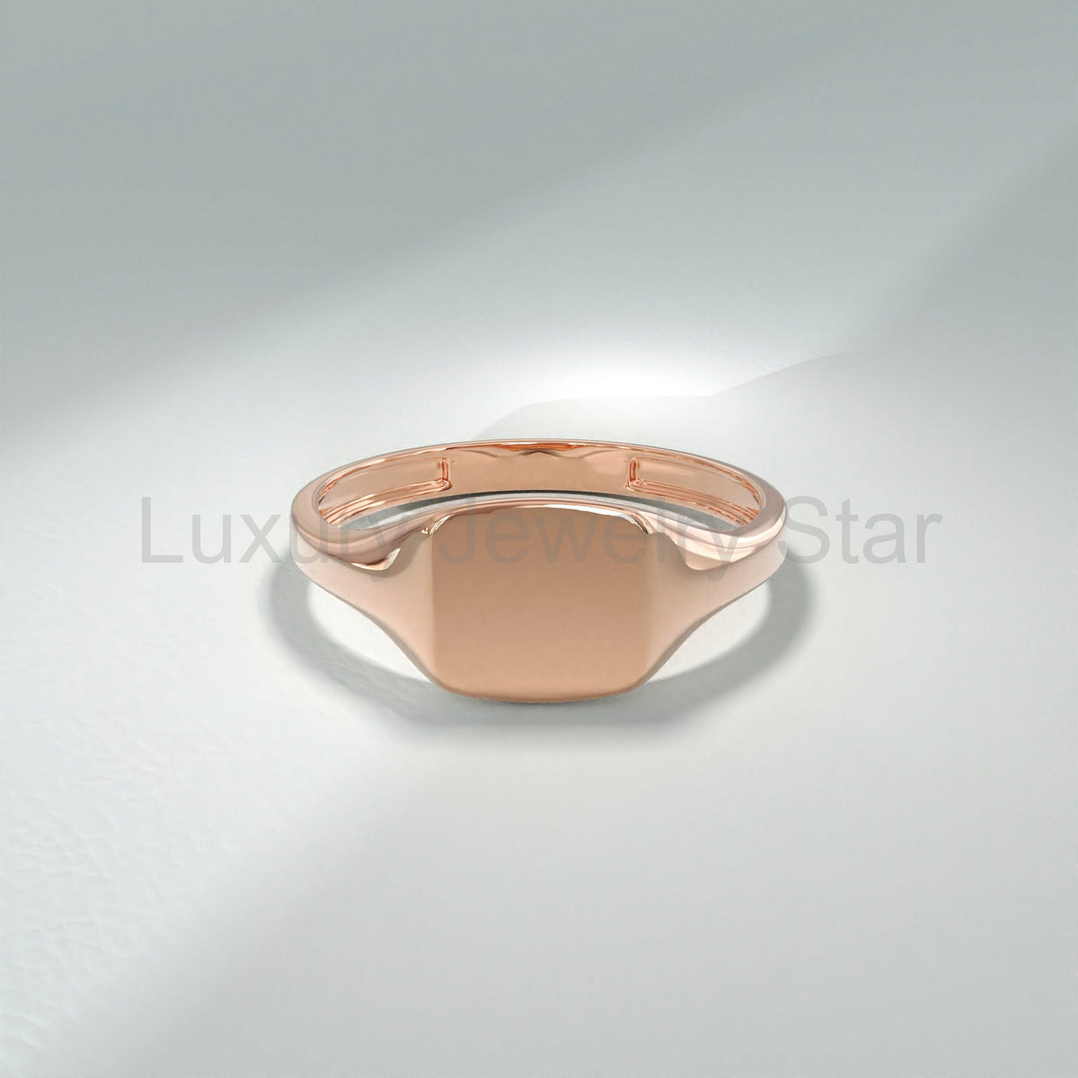 Custom Engraved Signet Ring 14k Gold – Square Unisex Initial Band, Geometric Finger - image 9