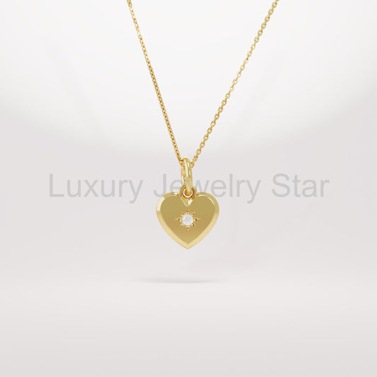 14K Solid Gold Diamond Heart Pendant Necklace – Dainty Minimalist Jewelry | Handmade - image 2