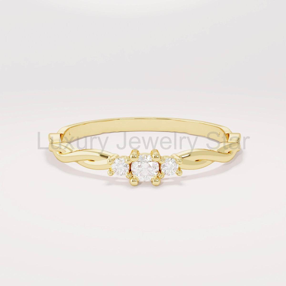 14K Solid Gold Twisted Solitaire Ring – Tiny Diamond Engagement Ring | Dainty Minimalist Promise