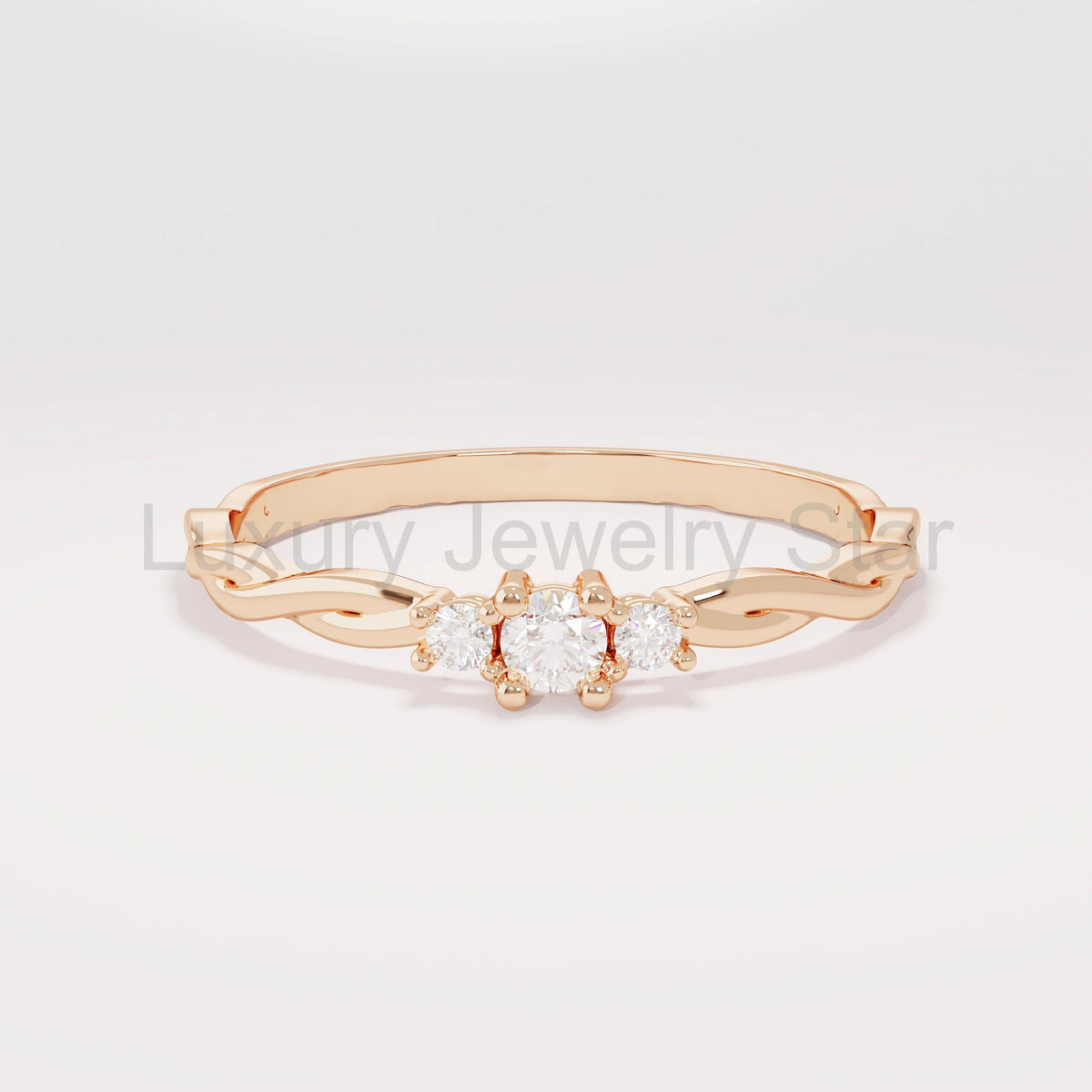 14K Solid Gold Twisted Solitaire Ring – Tiny Diamond Engagement Ring | Dainty Minimalist - image 2