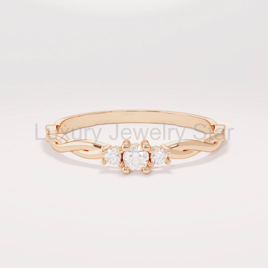 14K Solid Gold Twisted Solitaire Ring – Tiny Diamond Engagement Ring | Dainty Minimalist - image 2