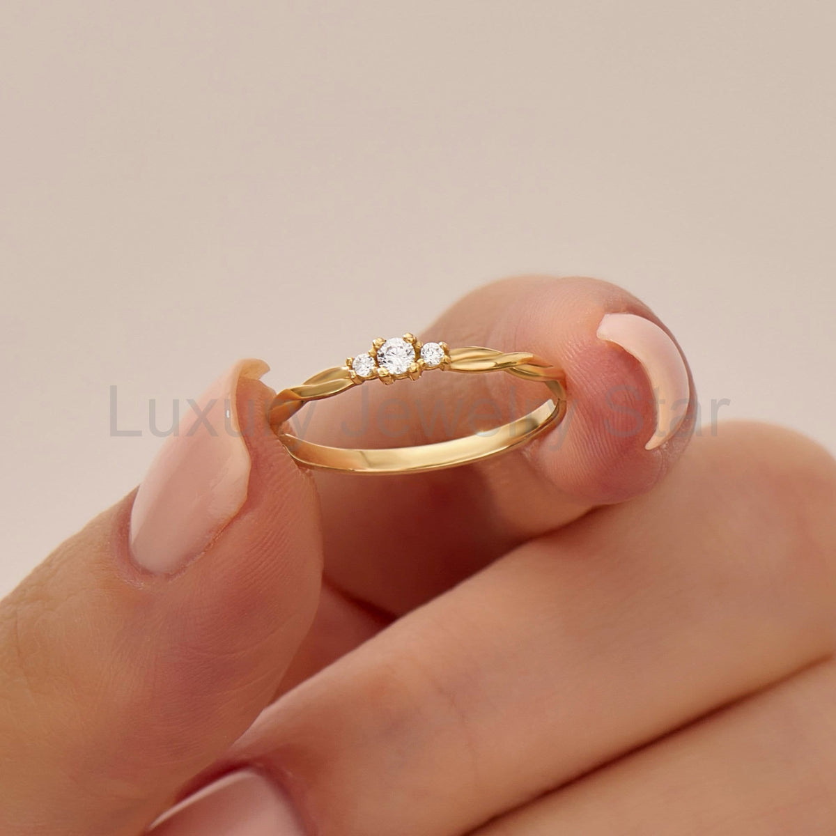 14K Solid Gold Twisted Solitaire Ring – Tiny Diamond Engagement Ring | Dainty Minimalist - image 7