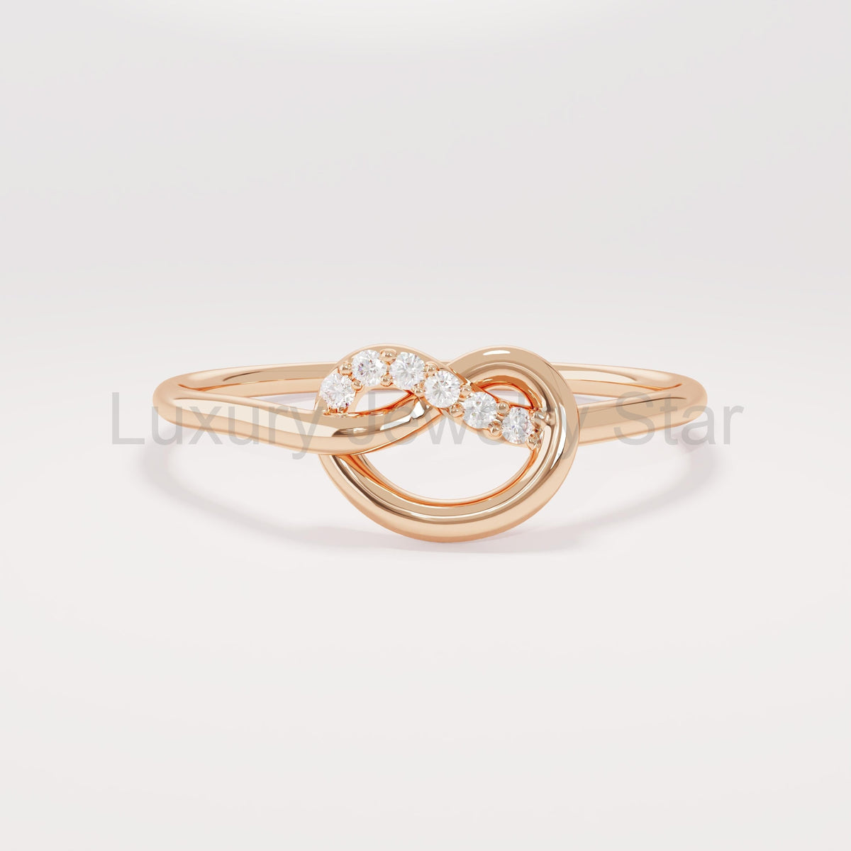 14K Solid Gold Diamond Knot Ring – Pave Friendship Band & Promise Ring for Her - image 3