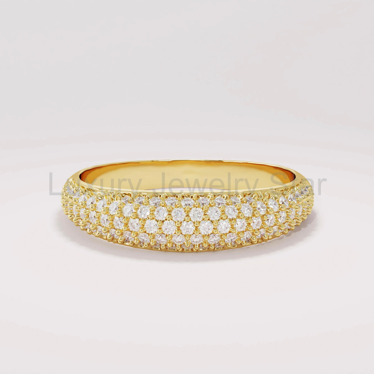 Chunky 14k Gold Dome Ring - Pavé Diamond Bubble Band, Fine Gift Jewelry for Mom