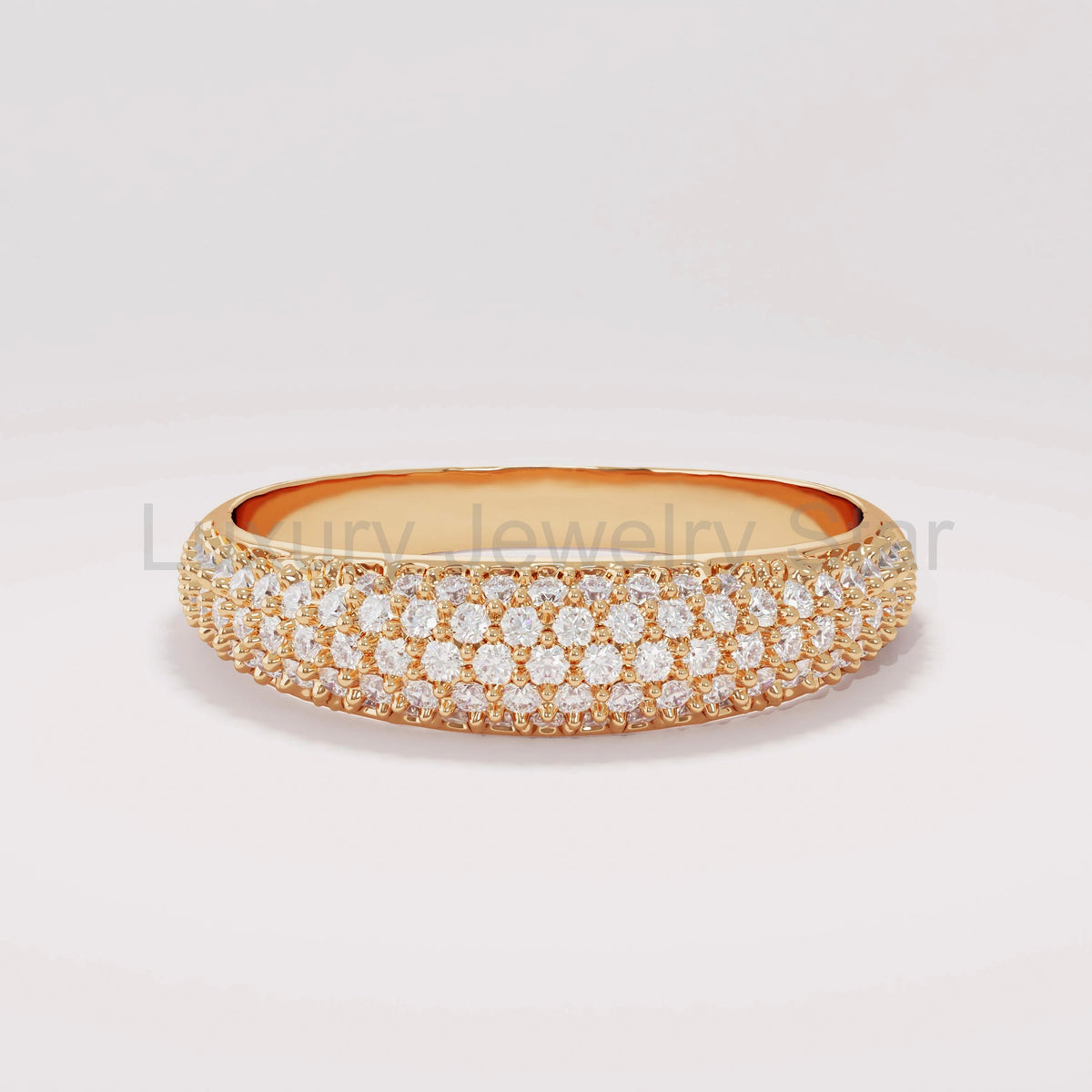 Chunky 14k Gold Dome Ring - Pavé Diamond Bubble Band, Fine Gift Jewelry for Mom - image 3