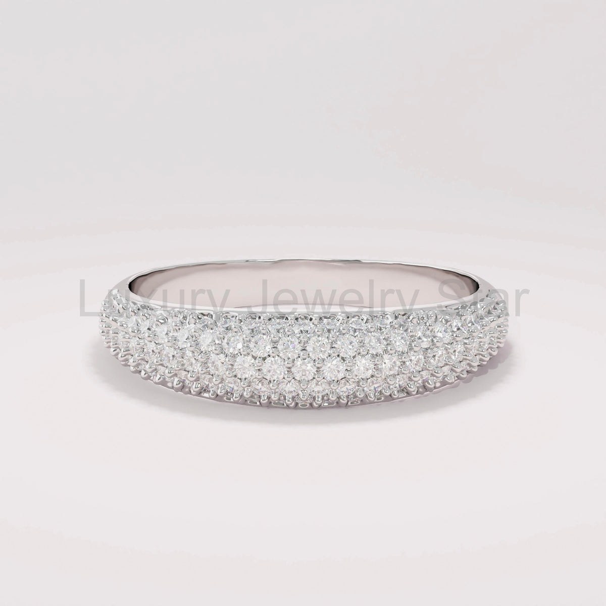 Chunky 14k Gold Dome Ring - Pavé Diamond Bubble Band, Fine Gift Jewelry for Mom - image 4