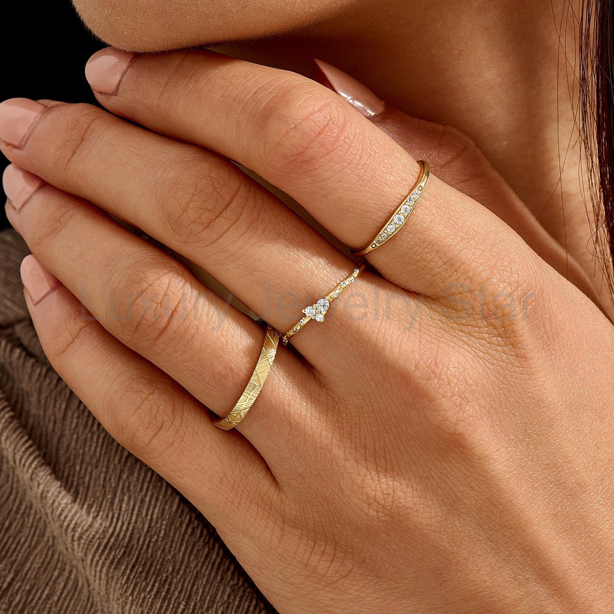 Diamond Wedding Ring 14k Solid Gold - Thin Dainty Band for Women, Perfect Promise Ring - image 10