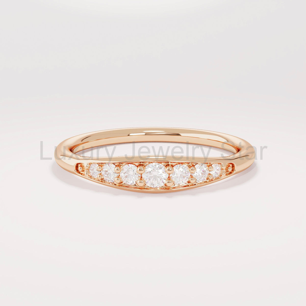 Diamond Wedding Ring 14k Solid Gold - Thin Dainty Band for Women, Perfect Promise Ring - image 5