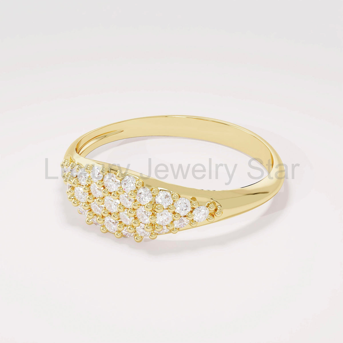 14k Solid Gold Pave Diamond Pinky Ring - Slim Unique Signet Ring, Versatile Stacking Midi - image 5