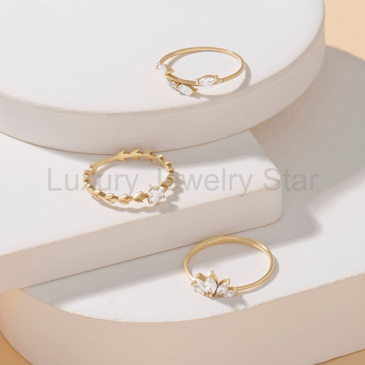 Handcrafted 14k Solid Gold Engagement Band - Diamond Solitaire with Vine Detailing - image 7